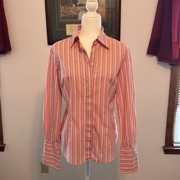 Moda international ladies, striped button-down blouse. M. Very good condition. - Picture 3 of 12